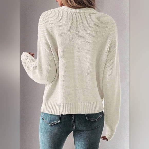 New Boho Open Knit Cardigan Sweater Off White - Picture 5 of 9